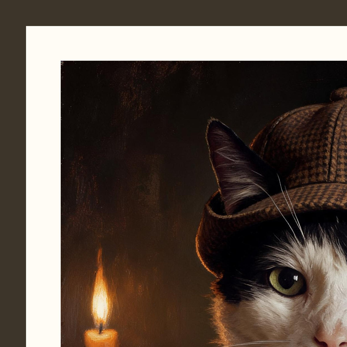 Le Détective — portrait d'animal sur-mesure — detail du cadre et du grain