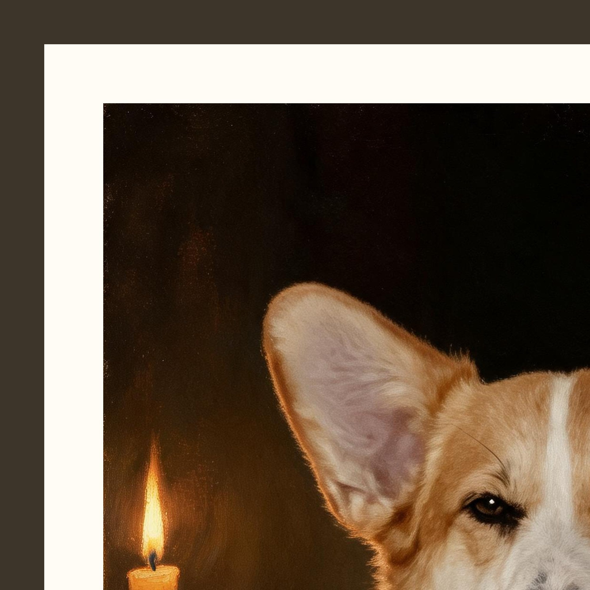 La Duchesse — portrait d'animal sur-mesure — detail du cadre et du grain
