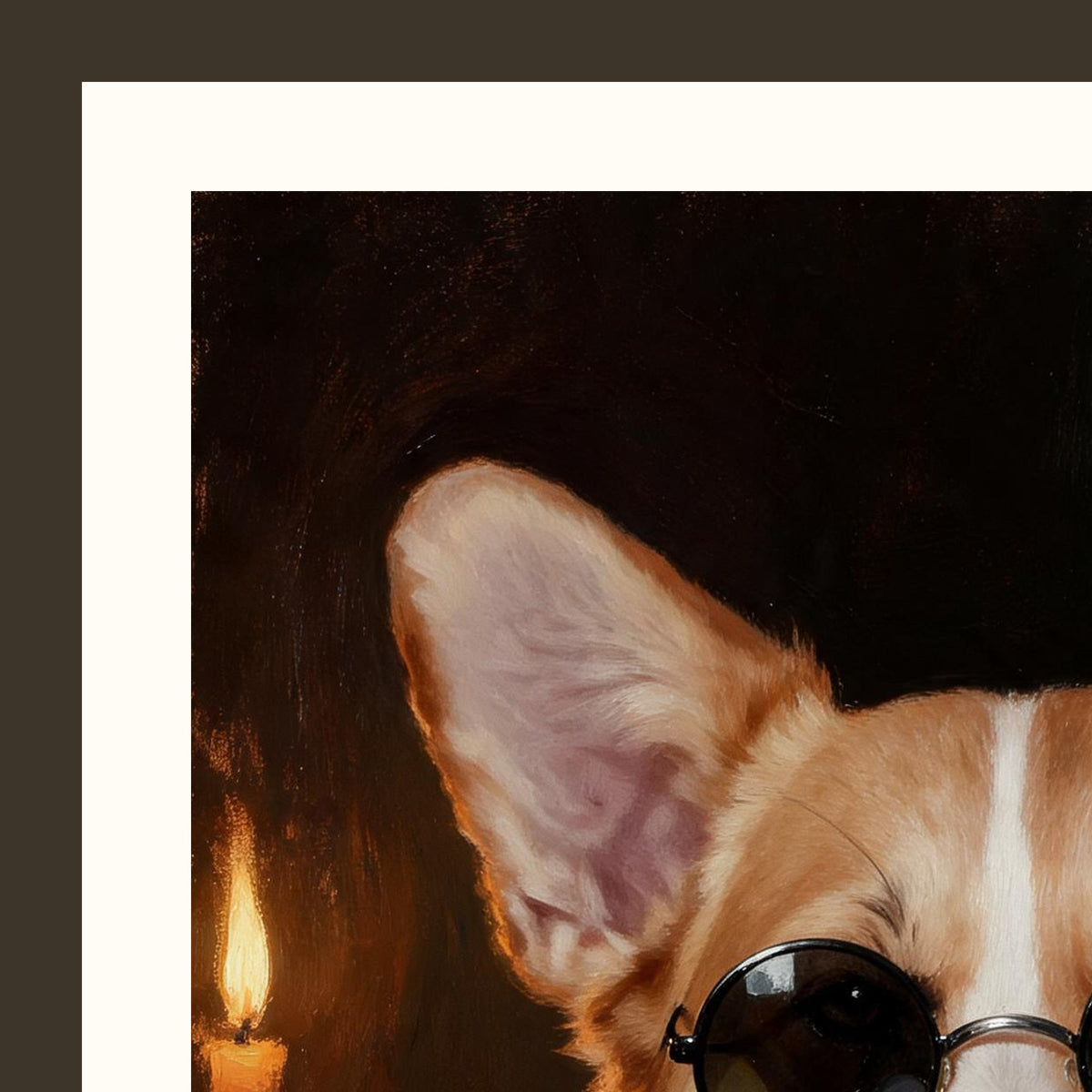 La Rockstar — portrait d'animal sur-mesure — detail du cadre et du grain